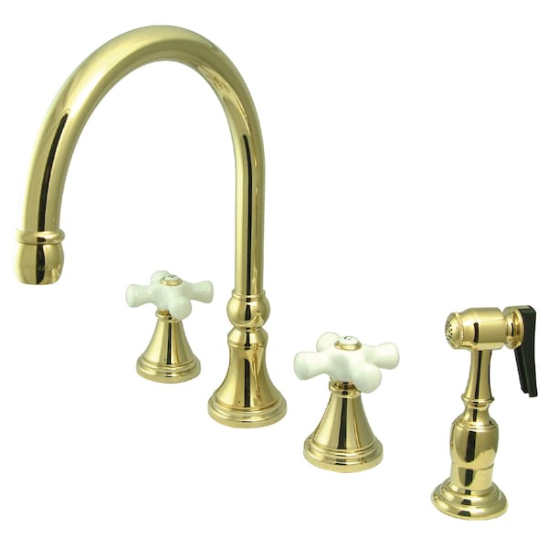 Widespread Kitchen Faucet, Polished Brass